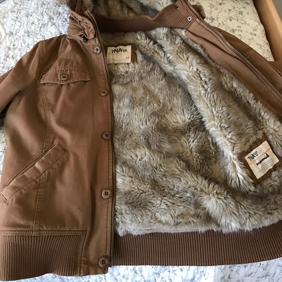 W/ FUR: Aritzia Maverick Camel Canvas Bomber Parka - Picture 4 of 7